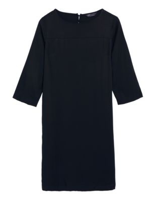 

Womens M&S Collection Round Neck Knee Length Shift Dress - Black, Black
