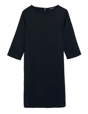 

Womens M&S Collection Round Neck Knee Length Shift Dress - Black, Black