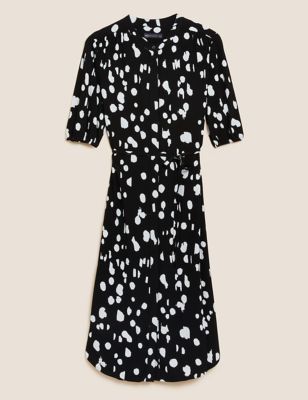 Polka Dot Round Neck Midi Column Dress | M&S Collection | M&S