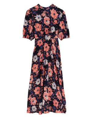 

Womens M&S Collection Midaxi-Teekleid mit Rundhalsausschnitt und Blumenmuster - Multi, Multi