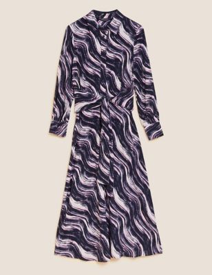 Printed Tie Front Midaxi Shirt Dress | M&S Collection | M&S