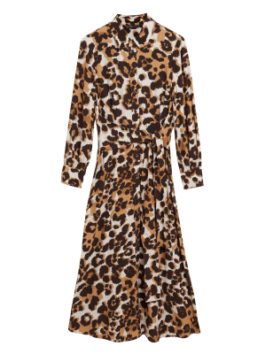 

Womens M&S Collection Animal Print Tie Front Midaxi Shirt Dress - Natural Mix, Natural Mix