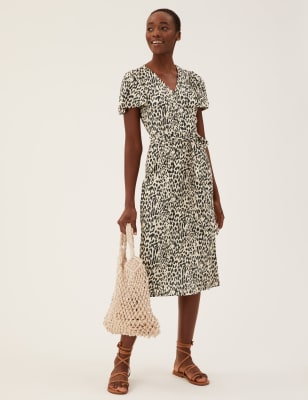 Oasis animal clearance print midi dress