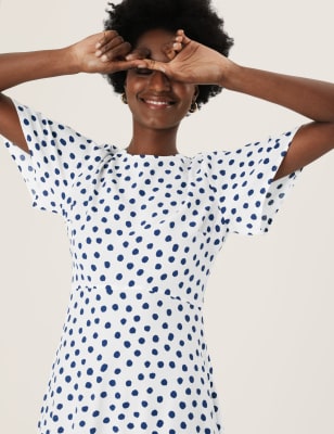 Asymmetric polka dot dress sale