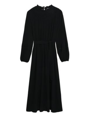 

Womens M&S Collection Round Neck Belted Midi Column Dress - Black, Black