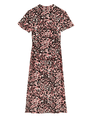 

Womens M&S Collection Animal Print High Neck Midi Tea Dress - Pink Mix, Pink Mix