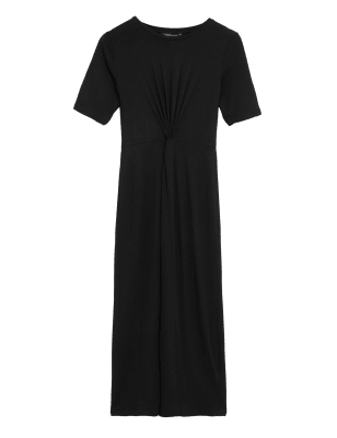 

Womens M&S Collection Knotted Short Sleeve Midi Bodycon Dress - Black, Black