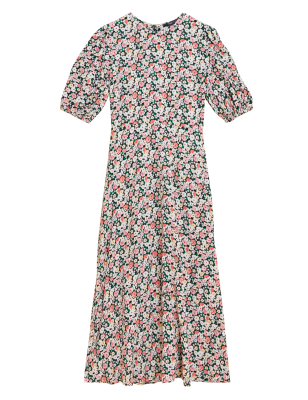 

M&S Collection Vestido de tarde floral maxi a media pierna con cuello redondoWomens - Multi, Multi