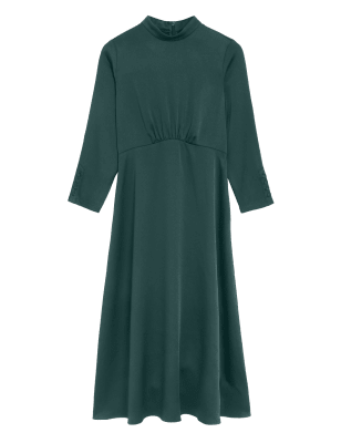

M&S Collection Vestido de tarde a media pierna con cuello redondo de saténWomens - Green, Green