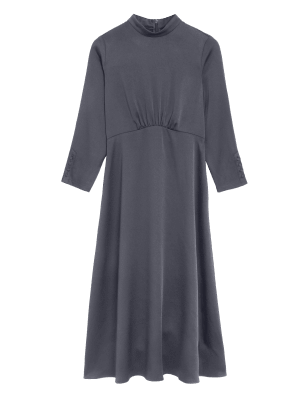 

Womens M&S Collection Satin Round Neck Midi Tea Dress - Grey, Grey