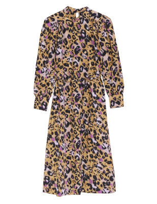 

Womens M&S Collection Animal Print Round Neck Midi Column Dress - Camel Mix, Camel Mix