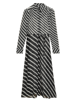 

Womens M&S Collection Striped Belted Midi Shirt Dress - Black Mix, Black Mix