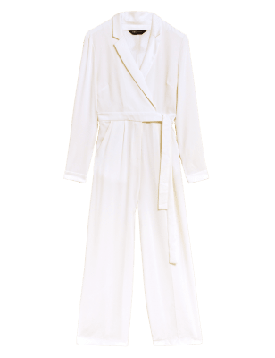 

Womens M&S Collection Belted Tailored Jumpsuit - Ivory, Ivory