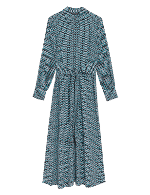 

Womens M&S Collection Midi-Shirtkleid mit Bindegürtel und geometrischem Muster - Multi, Multi