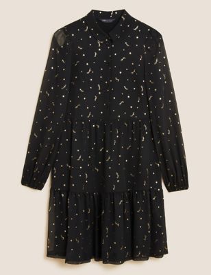 Foil Star Print Mini Shirt Dress | M&S Collection | M&S
