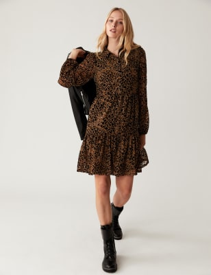 Animal Print Mini Tiered Dress