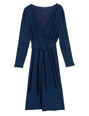 

Womens M&S Collection V-Neck Midi Wrap Dress - Navy, Navy