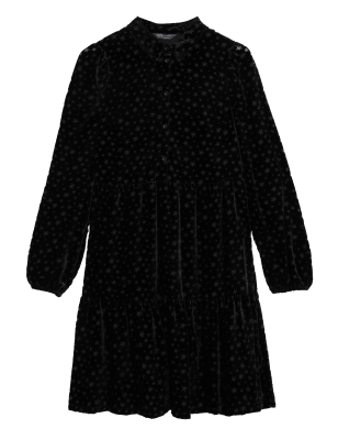 

Womens M&S Collection Star Devore Knee Length Shirt Dress - Black Mix, Black Mix