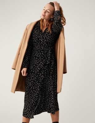 

Womens M&S Collection Midi-Wickelkleid mit Herzmuster - Black Mix, Black Mix