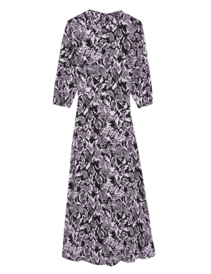 

Womens M&S Collection Midaxi-Teekleid mit Schlangenmuster - Purple Mix, Purple Mix