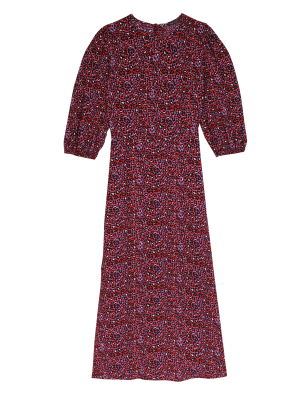 

Womens M&S Collection Animal Print Round Neck Midaxi Tea Dress - Red Mix, Red Mix