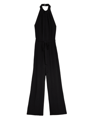 

Womens M&S Collection Ärmelloser Jumpsuit mit Bindedetail - Black, Black