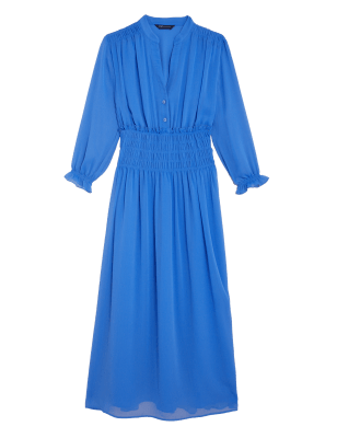 

Womens M&S Collection Midi-Smokkleid mit V-Ausschnitt - Fresh Blue, Fresh Blue