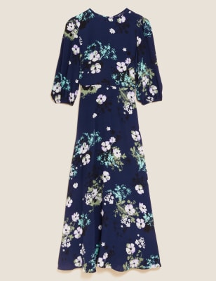 Floral Round Neck Midaxi Tea Dress