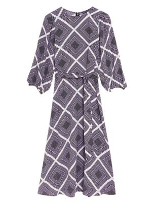 

Womens M&S Collection Geometric Round Neck Midi Column Dress - Lilac Mix, Lilac Mix