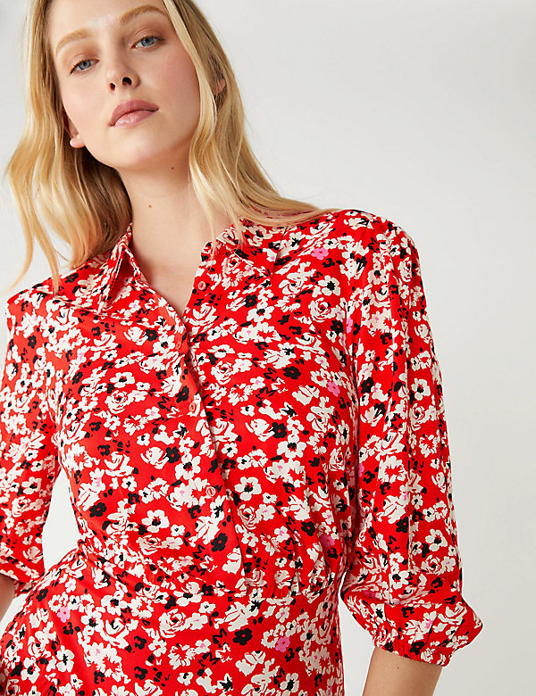 Floral Midi Shirt Dress - JP