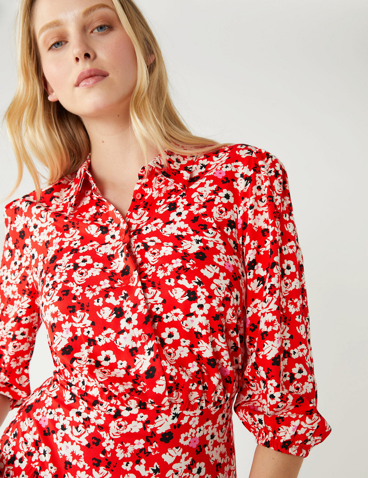 Floral Midi Shirt Dress