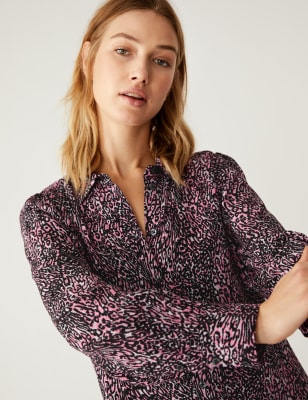 

Womens M&S Collection Animal Print Knee Length Shirt Dress - Pink Mix, Pink Mix