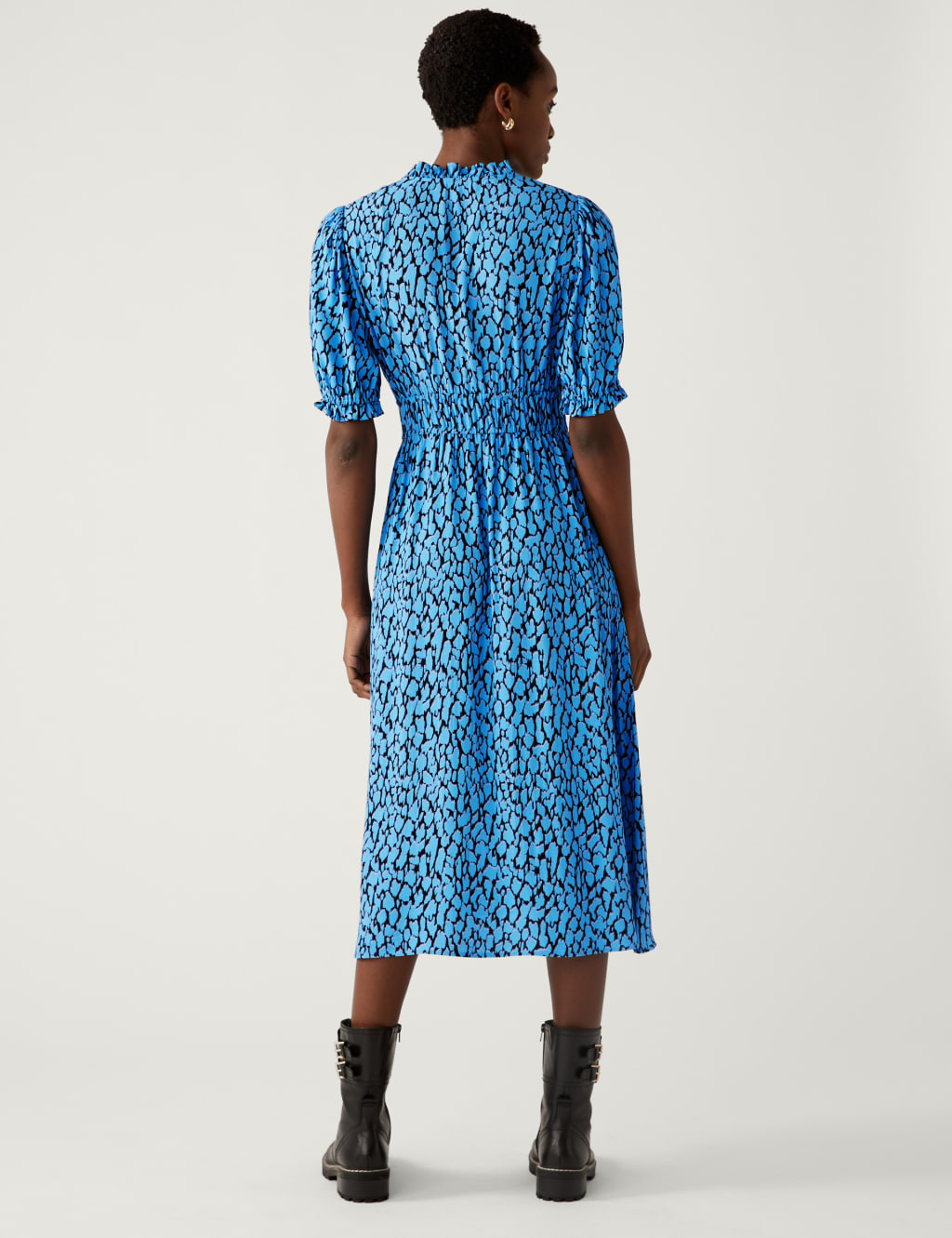 Animal Print Tie Neck Midi Waisted Dress image 5