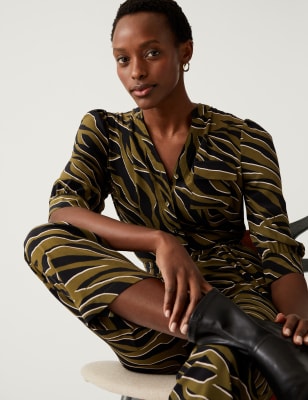 

M&S Collection Mono multiusos de manga 3/4 con estampado animalWomens - Khaki Mix, Khaki Mix