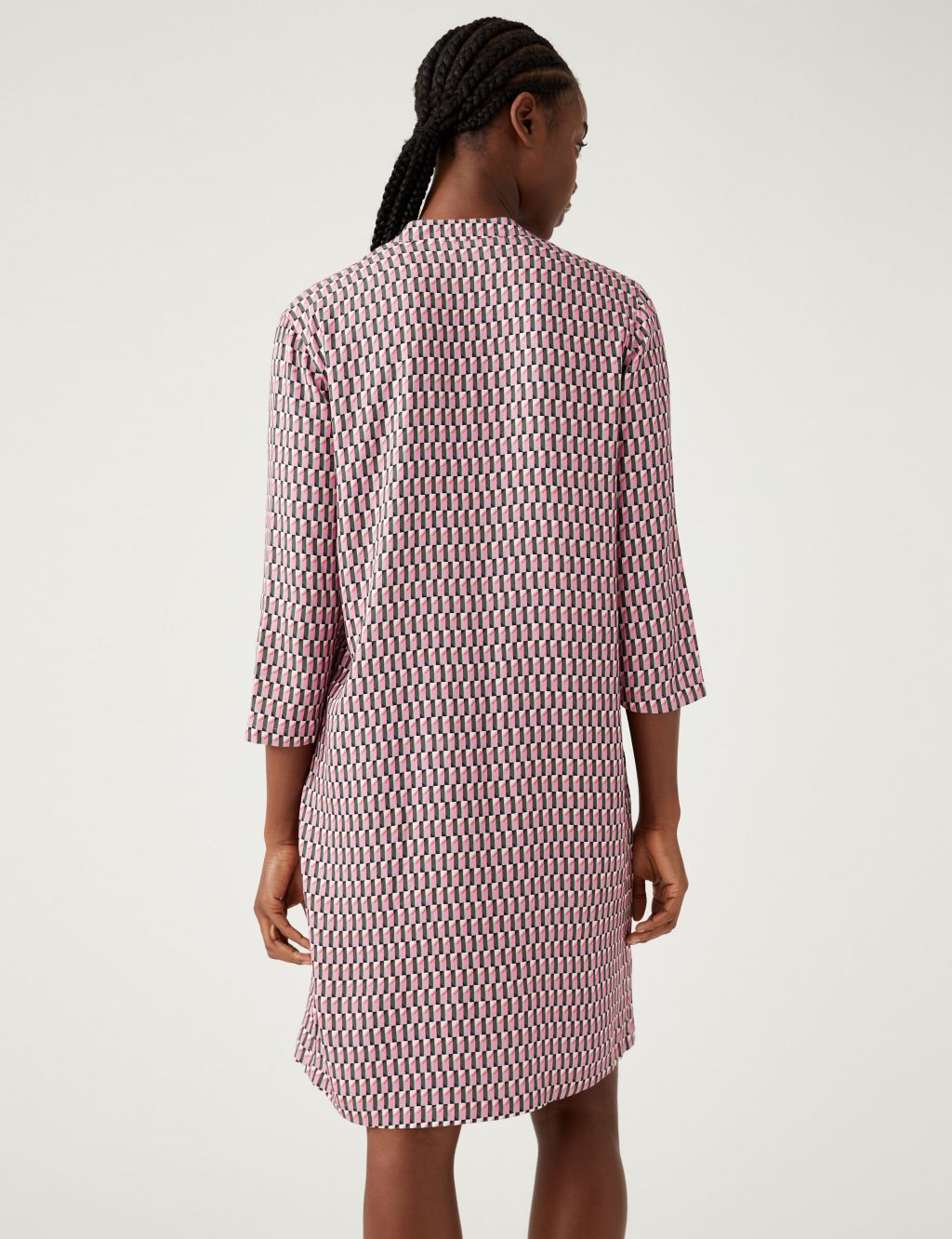 Geometric V-Neck Knee Length Shift Dress image 5