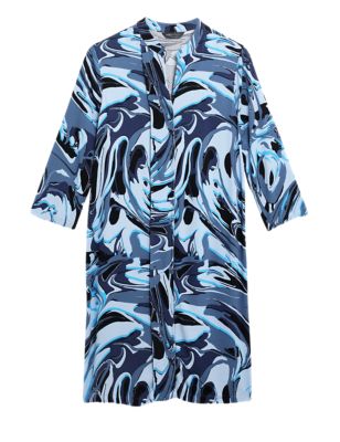 

Womens M&S Collection Marble Print V-Neck Knee Length Shift Dress - Blue Mix, Blue Mix