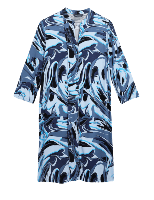 

Womens M&S Collection Marble Print V-Neck Knee Length Shift Dress - Blue Mix, Blue Mix