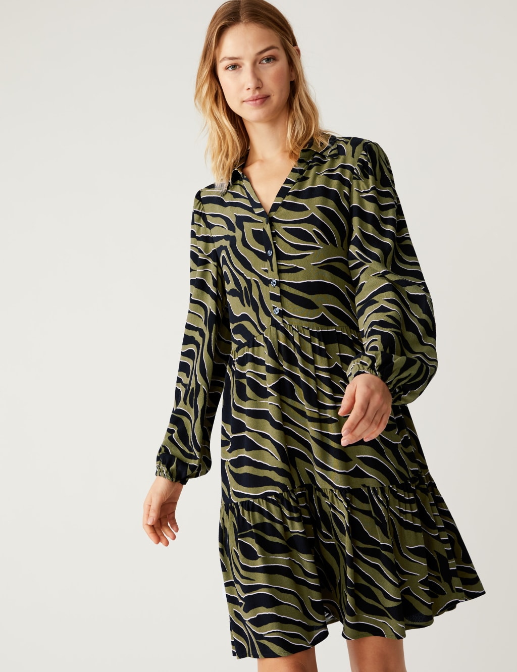 Animal Print Mini Shirt Dress image 1