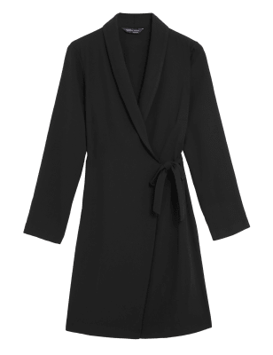 

M&S Collection Minivestido cruzado de escote en pico con detalle de lazoWomens - Black, Black