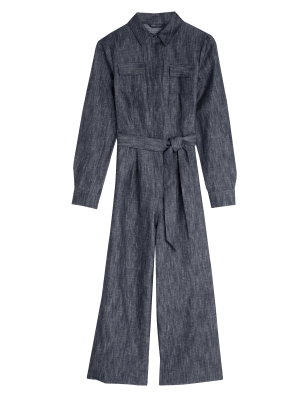 

M&S Collection Mono multiusos de manga larga con cinturón denimWomens - Dark Denim, Dark Denim