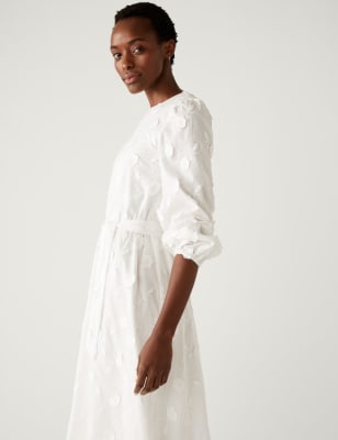 

Womens M&S Collection Pure Cotton Floral Maxi Tea Dress - Ivory, Ivory