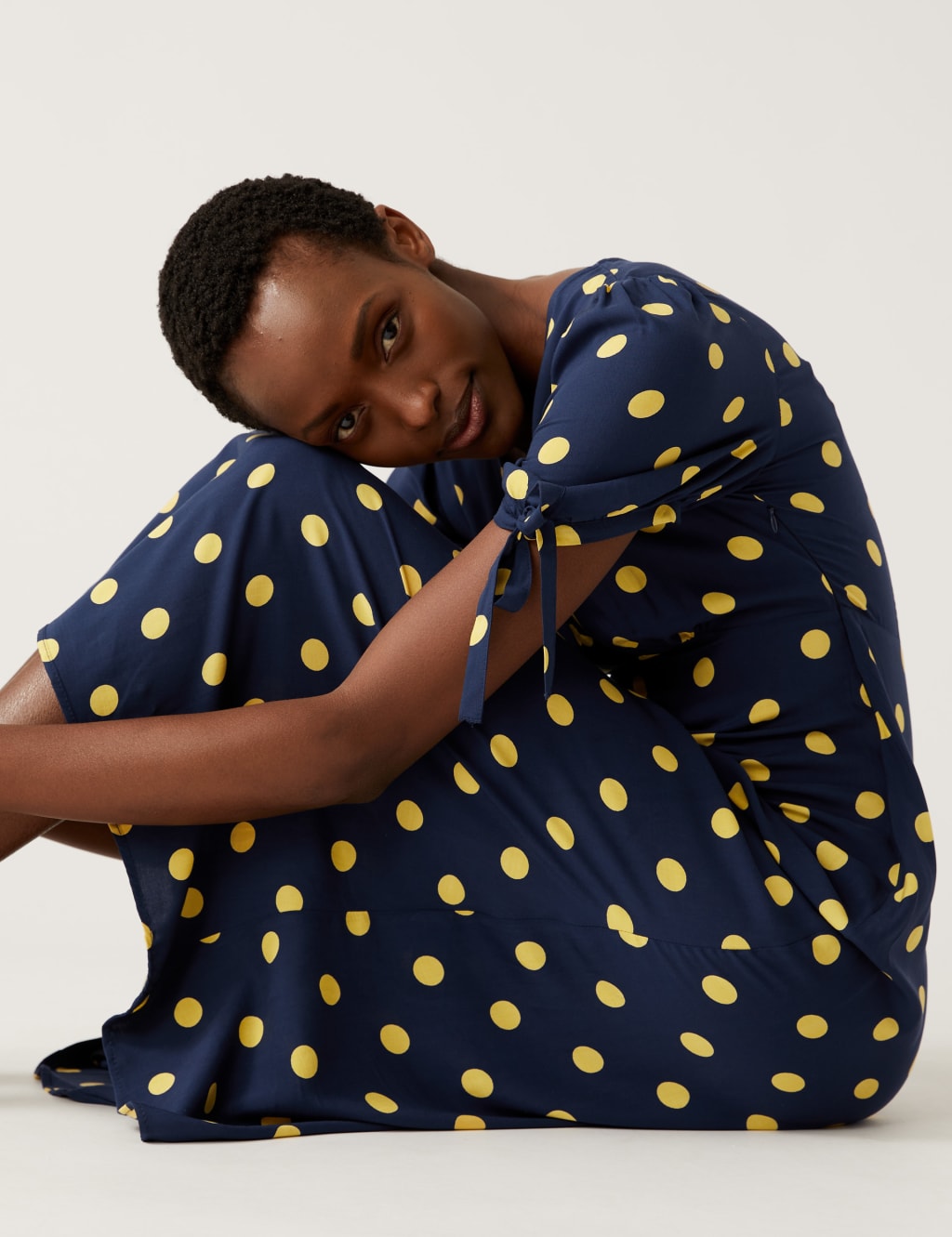 Polka Dot V-Neck Midi Tea Dress image 1