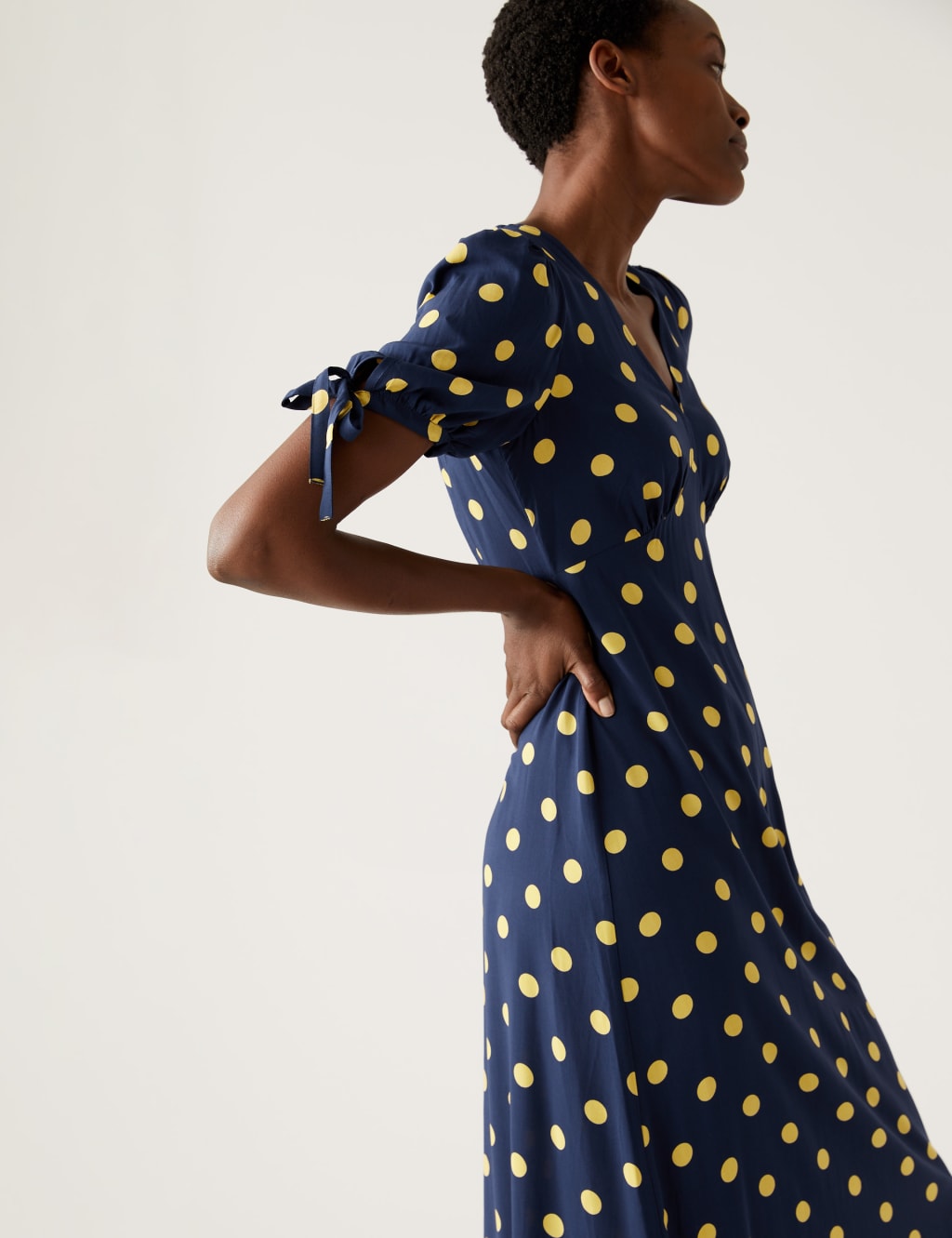 Polka Dot V-Neck Midi Tea Dress image 4