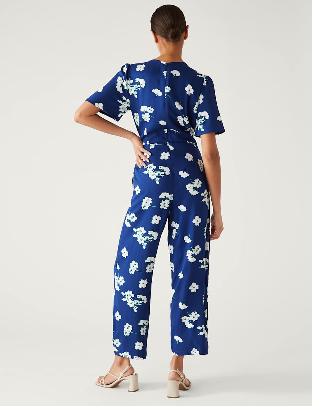 Floral Tie Detail Short Sleeve Jumpsuit image 4