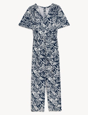 Floral Tie Detail Short Sleeve Jumpsuit