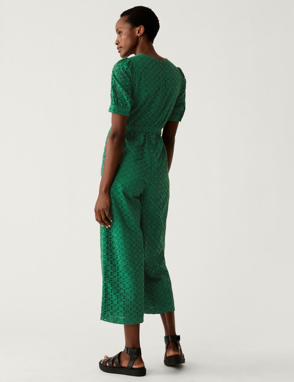 Pure Cotton Broderie Cropped Jumpsuit image 5