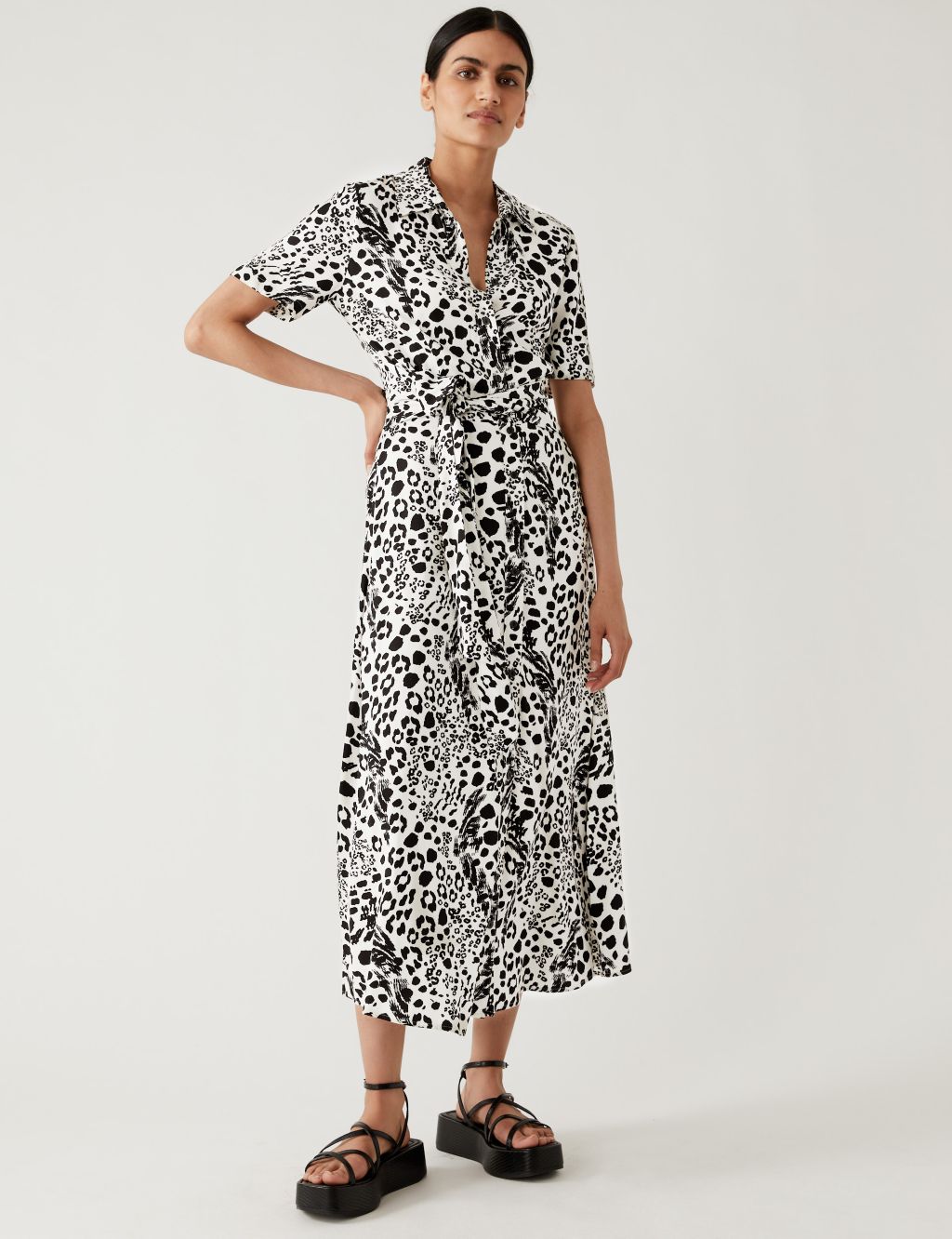 Printed Tie Front Midaxi Shirt Dress image 2
