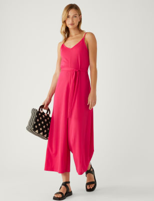 

Womens M&S Collection Jersey Cropped Wide Leg Jumpsuit - Pink, Pink