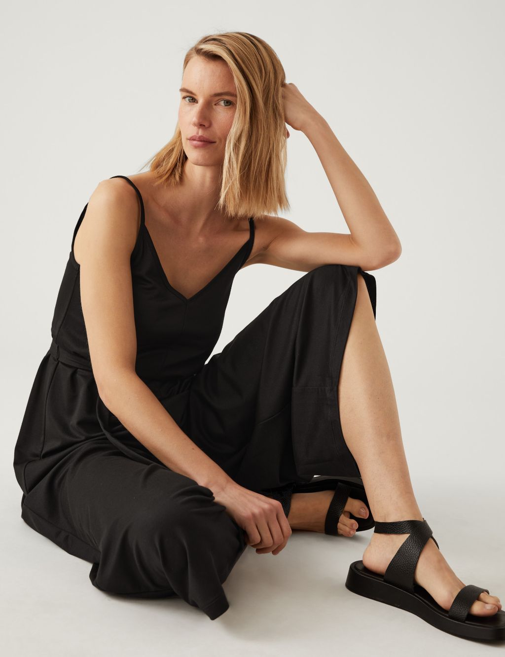 Jersey Cropped Wide Leg Jumpsuit image 2
