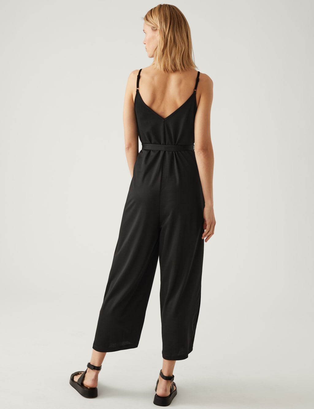 Jersey Cropped Wide Leg Jumpsuit image 4